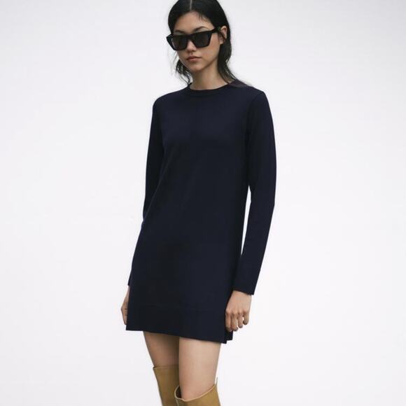 ZARA SHORT PLAIN KNIT DRESS - Picture 1 of 5